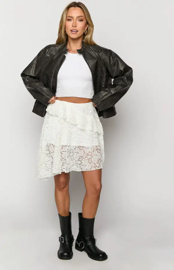 Tuscany White Lace Mini Skirt