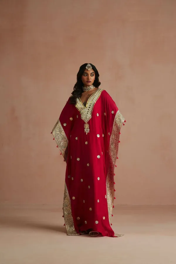 Crimson Gota Embroidered Kaftan