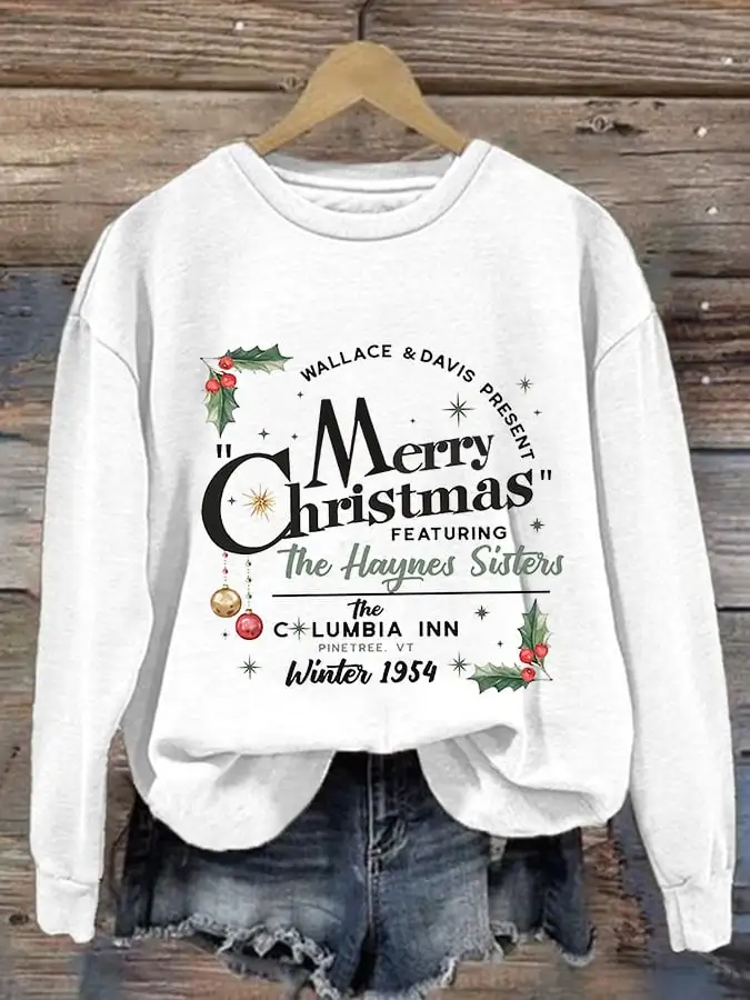 Women'S Merry C hristmas Printed Casual Sweatshirt