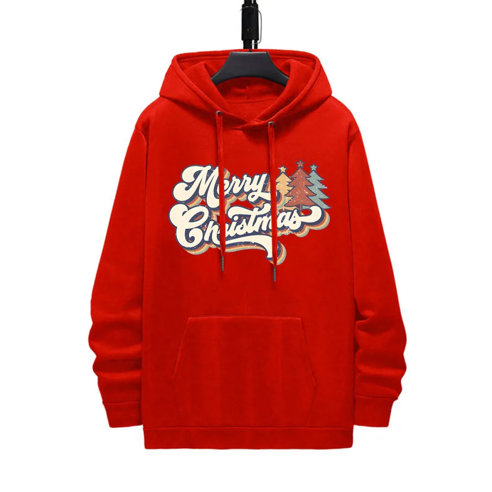 MERRY CHRISTMAS PATTERN PRINTED HOODIE