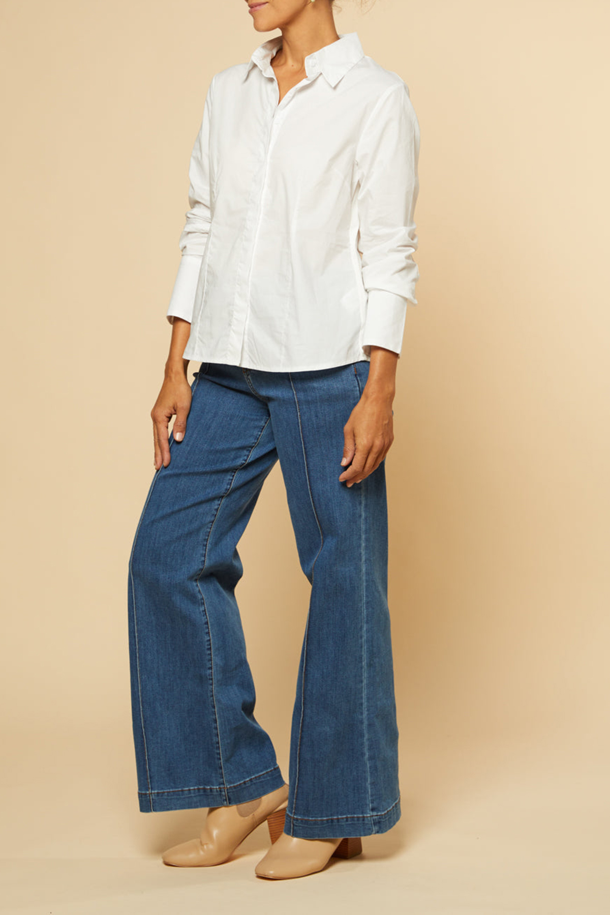 Brinley Poplin Stretch Shirt In White