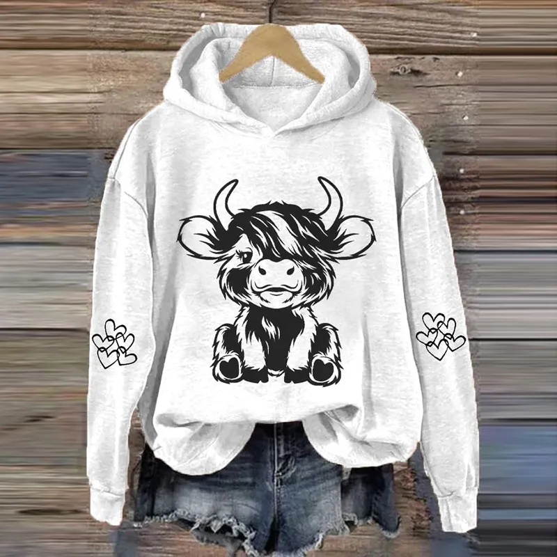 Women's Highland Cow Casual Hoodie