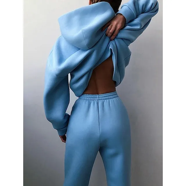 Women's Tracksuit Sweatsuit 2 Piece Street Winter Long Sleeve Fleece Thermal