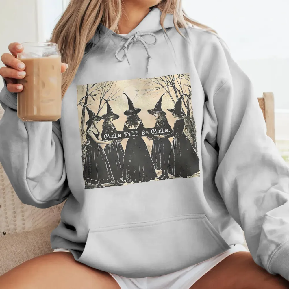 Women's Casual Witch Print Hoodie