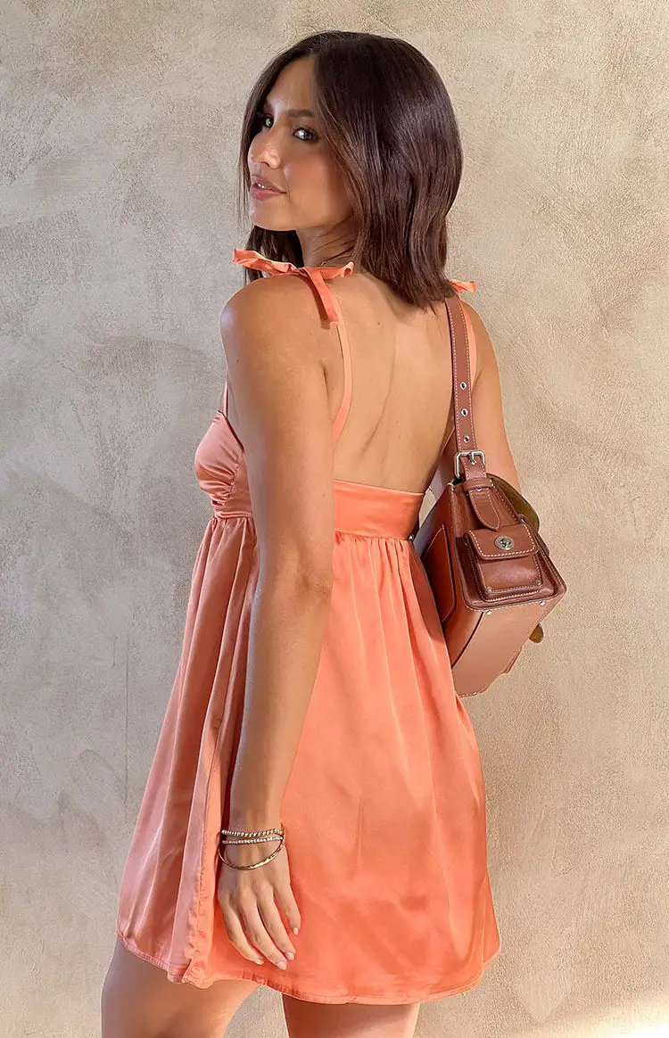 Sammie Orange Satin Mini Dress