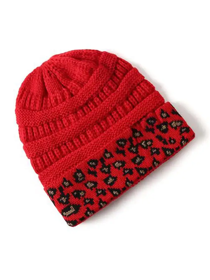 🔥Buy 3 Get 10% Off🔥Women's Western Retro Leopard Print Stitching Design Beanie (Without Logo)