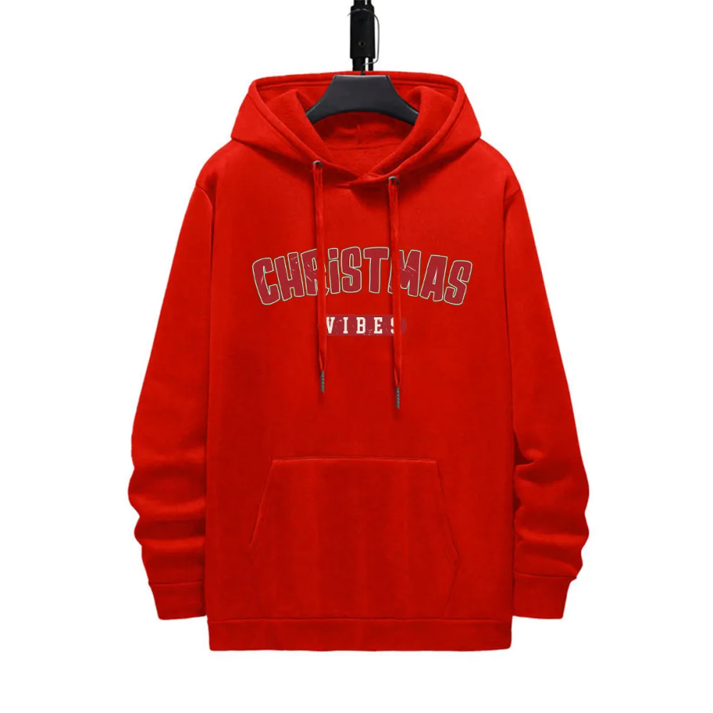 CHRISTMAS VIBE PATTERN PRINTED HOODIE