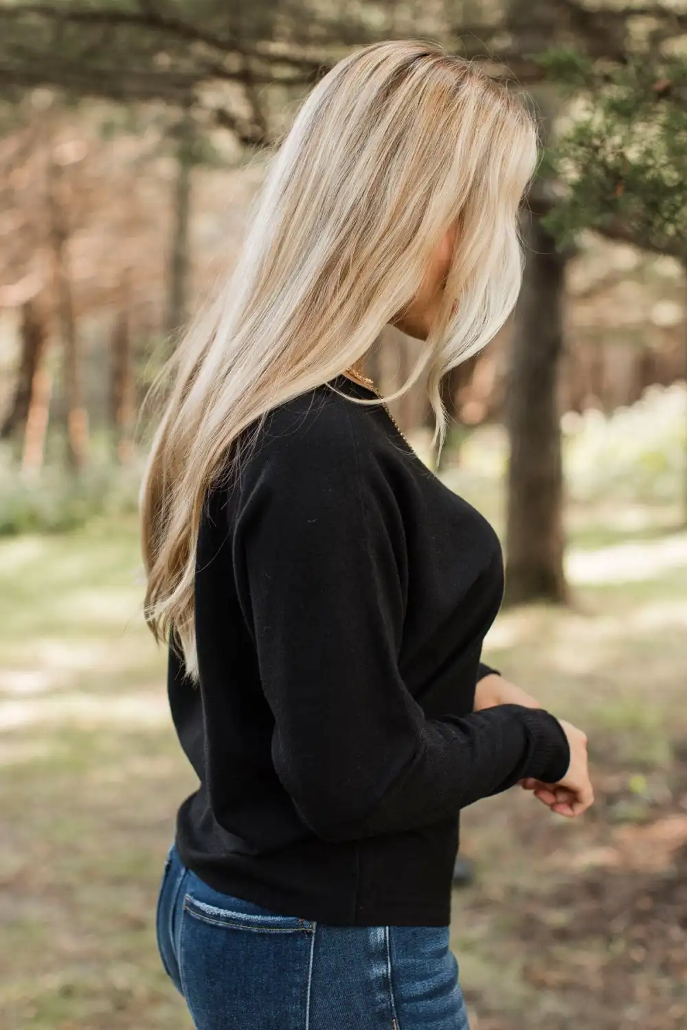 Caught Your Interest Dolman Sweater- Black