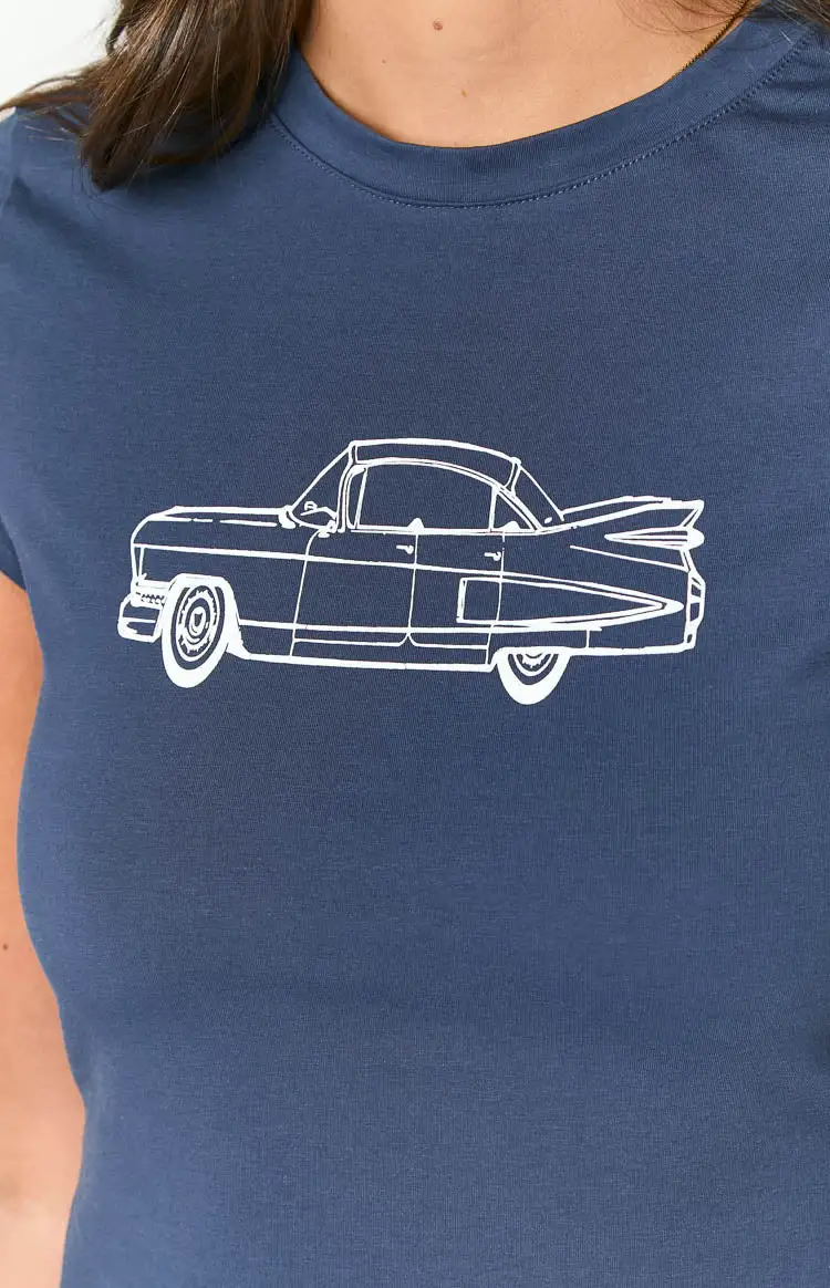 Navy Car Baby Tee