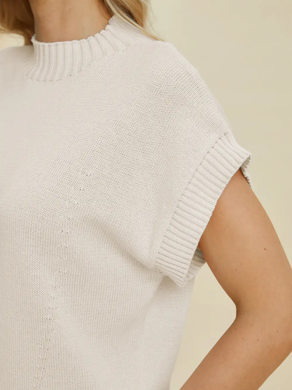 Mock Neck Short Sleeve Sweater