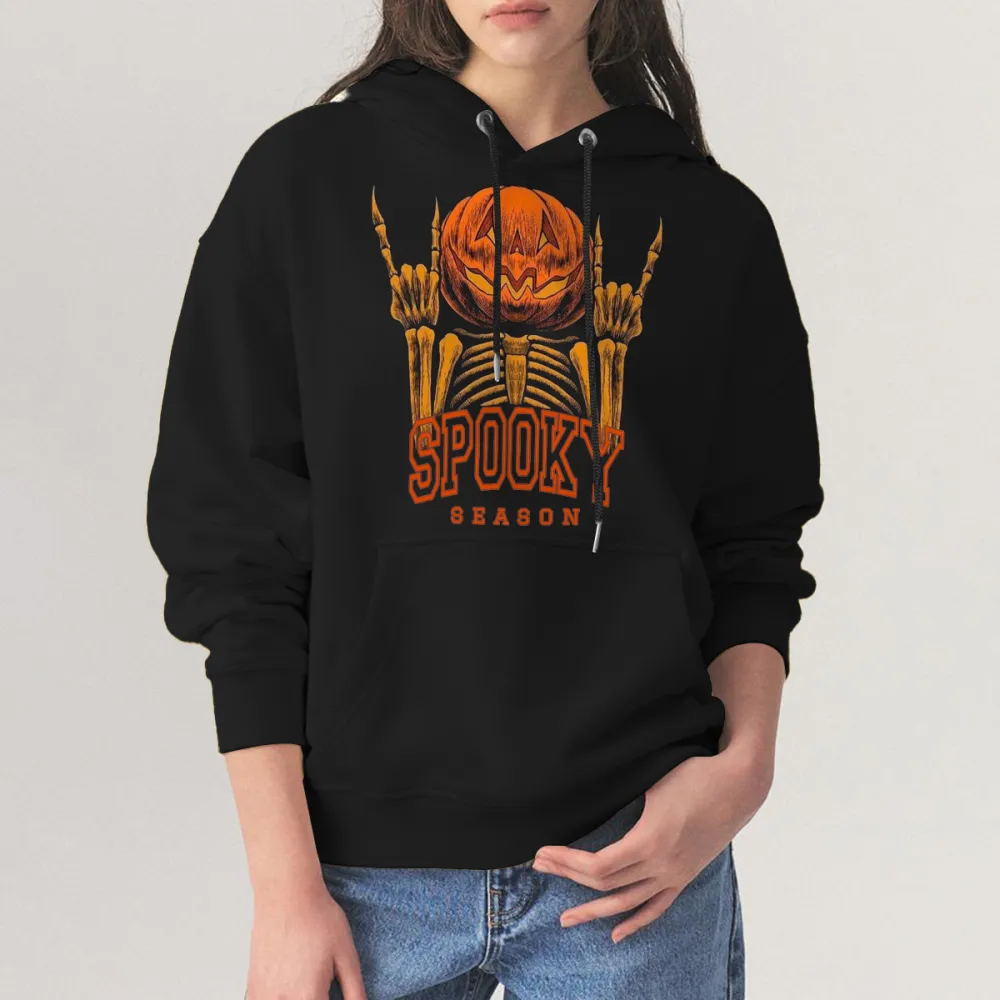 SPOOKY SEASON HALLOWEEN PATTERN PRINTED HOODIE