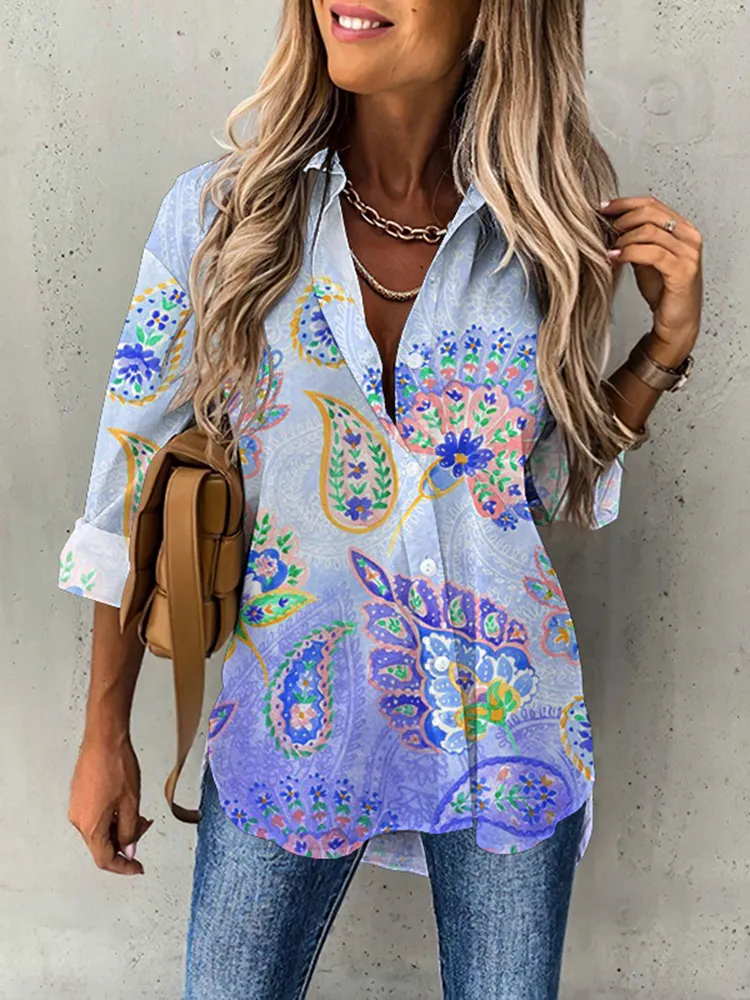 Women's Shirt with Gradient Paisley Pattern