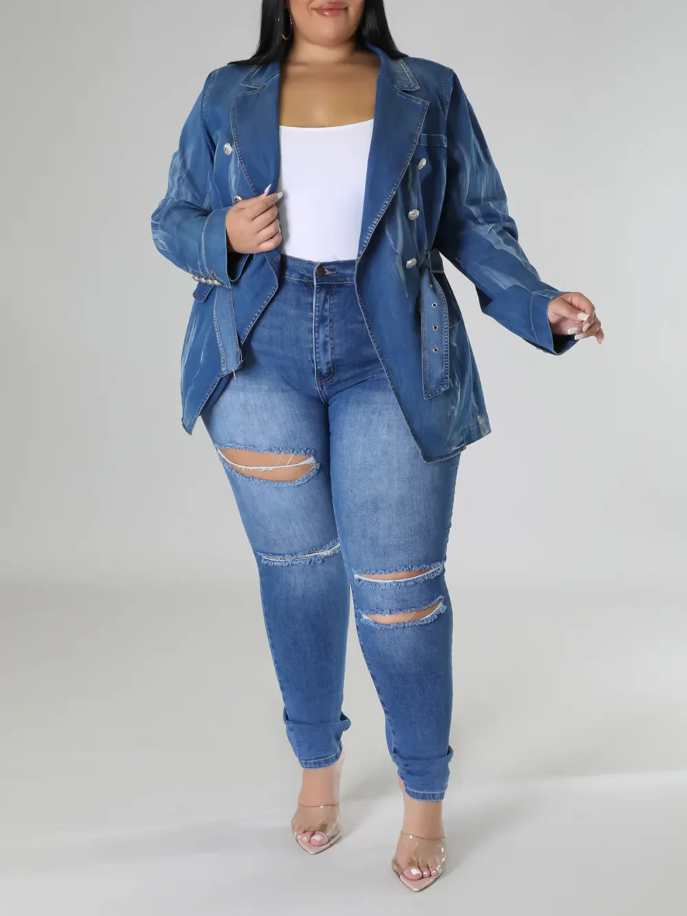 Plus-Size Fashion Denim Jacket For Women