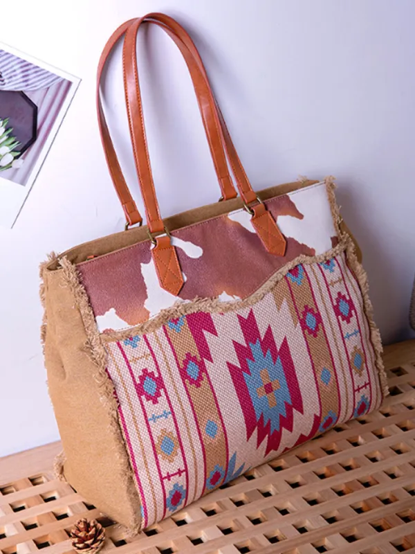 Retro Bohemian Canvas Cotton Linen Handheld Shoulder Bag