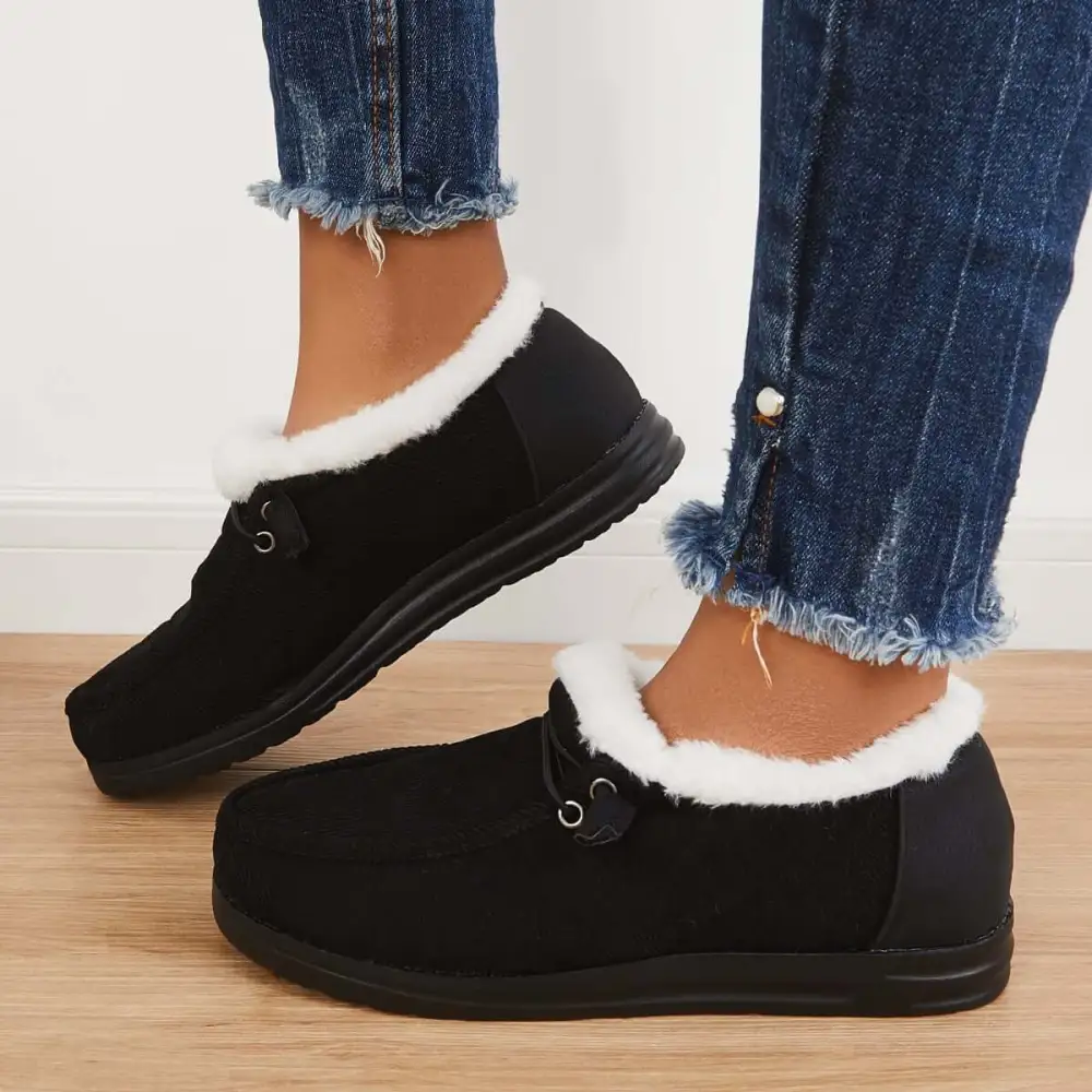 Flat Slip-On Bootie Warm Lining Ankle Snow Boots