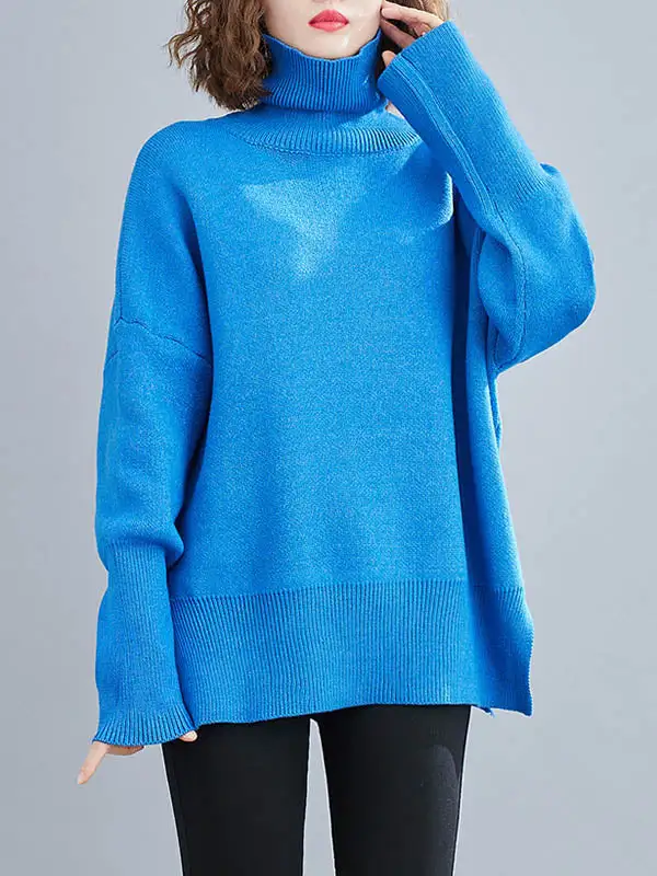 Original Solid High-Neck Knitting Sweater