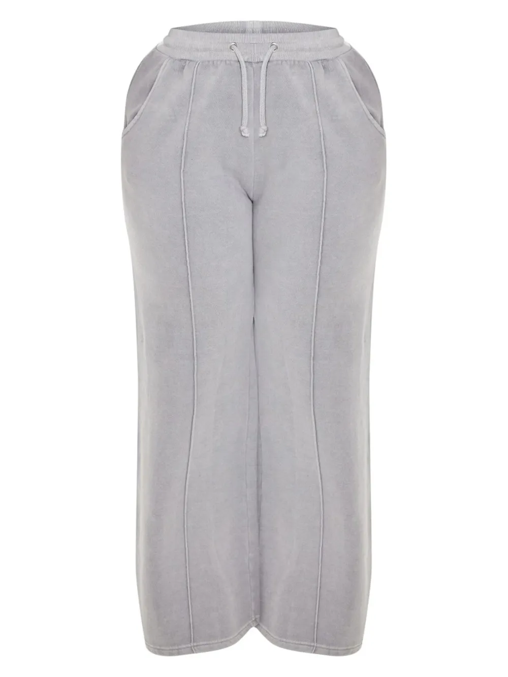 Light Grey Sweat Seam Detail Wide Leg Sweatpants