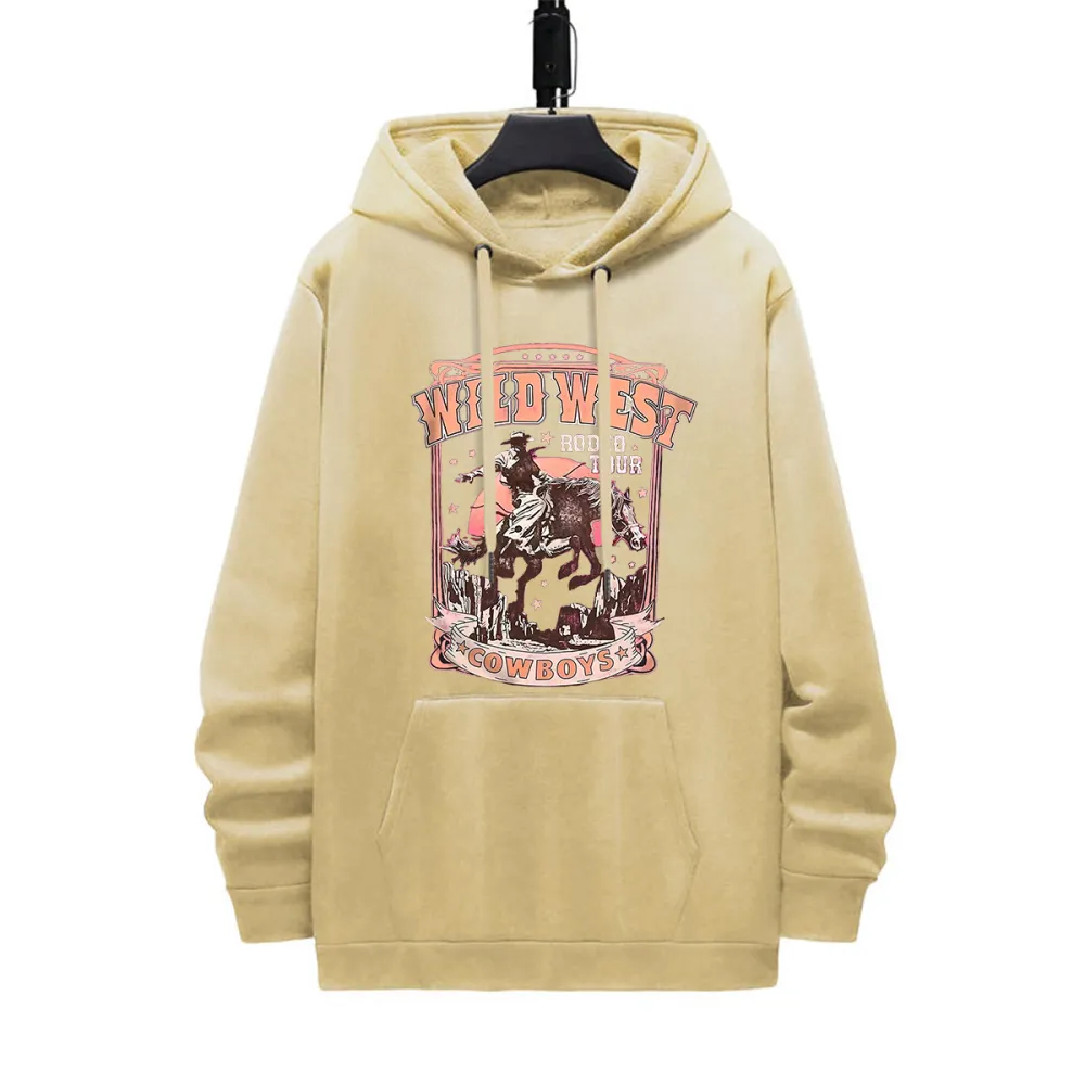 WILD WEST COWBOYS PATTERN PRINTED HOODIE