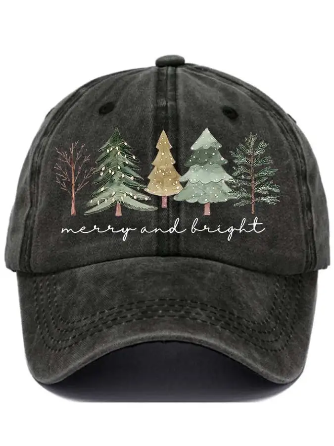 Women's Casual Merry And Bright Print Baseball Cap