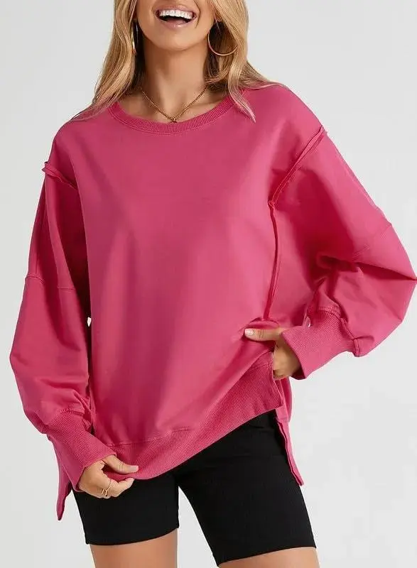 Oversized Reverse Seam Sweatshirt Long Sleeve Crewneck Pullover