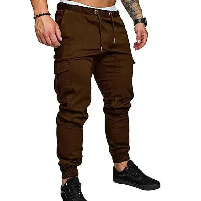 Men's Cargo Pants Cargo Trousers Trousers Drawstring Elastic Waist Solid Color Full Length Casual Daily Cotton 100% Cotton Streetwear Basic Black White