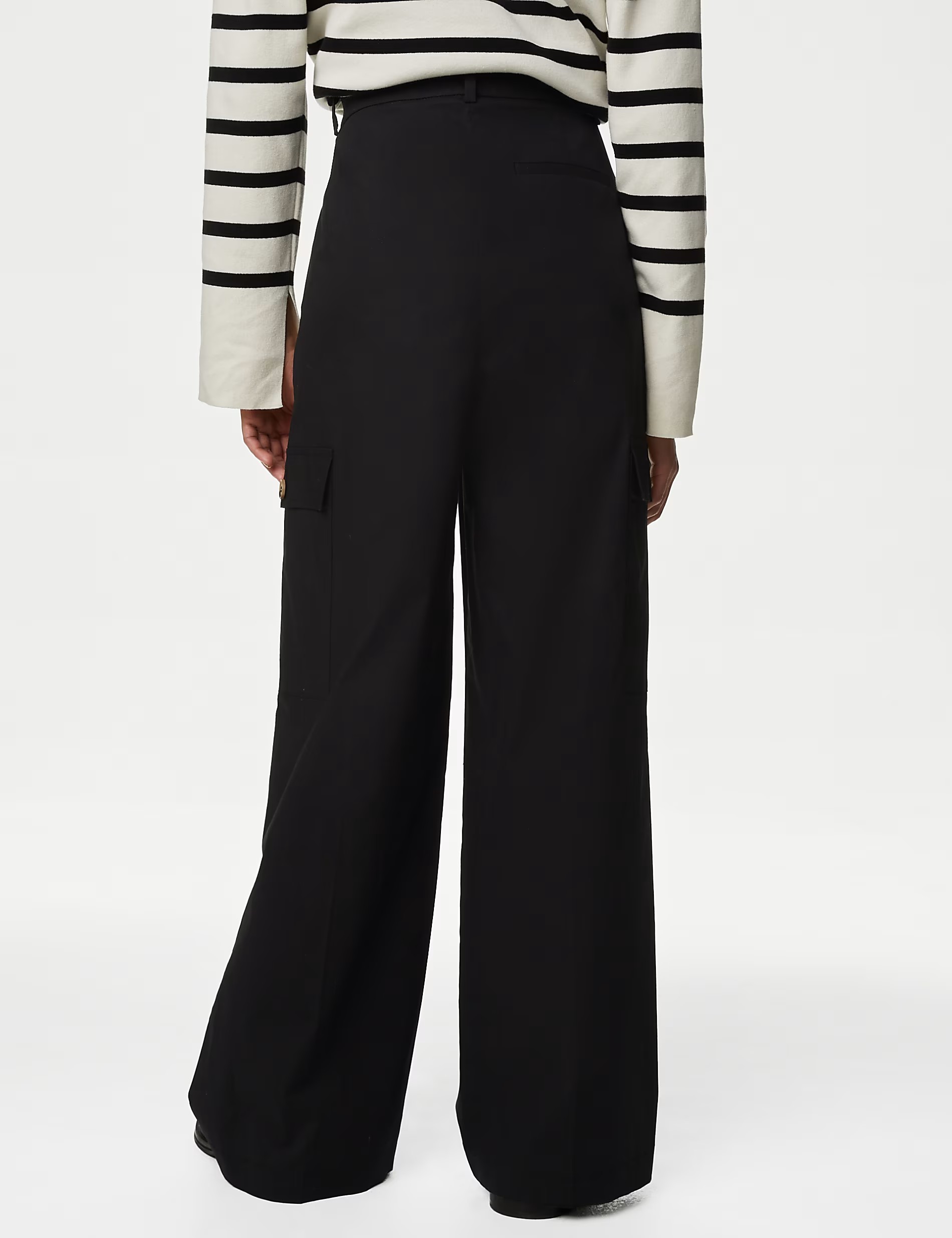 Cotton Rich Cargo High Waisted Trousers