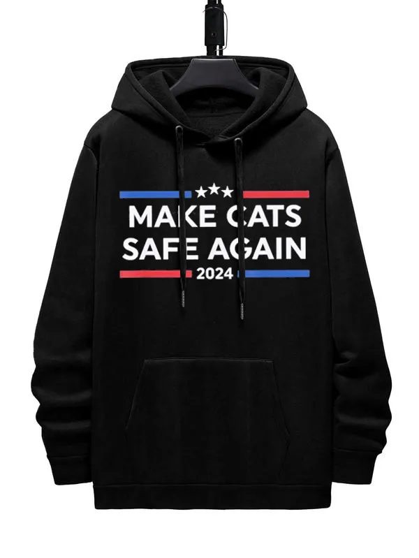 Make Cats Safe Again Graphic Pocket Hoodie