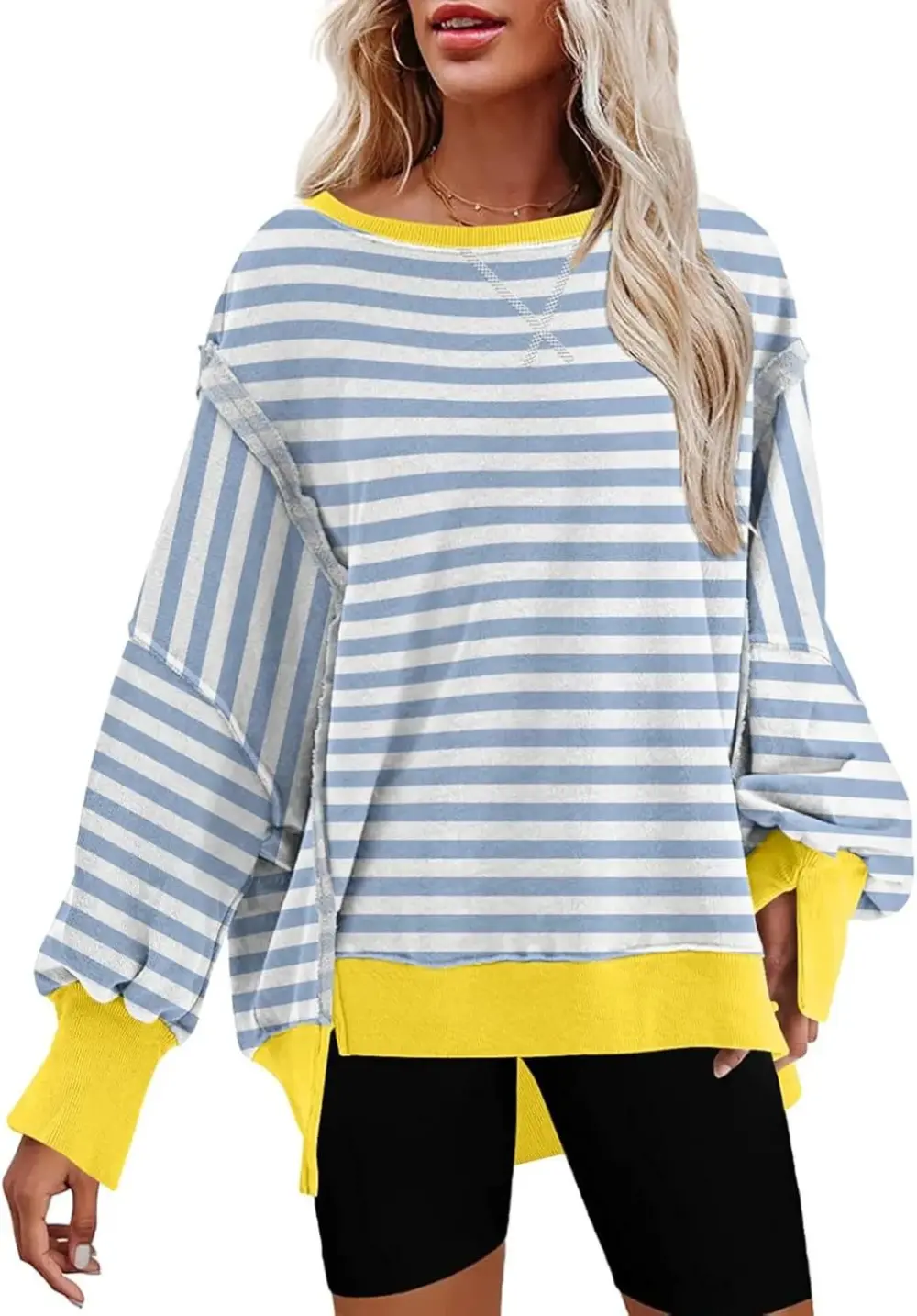 Oversized Reverse Seam Sweatshirt Long Sleeve Crewneck Pullover