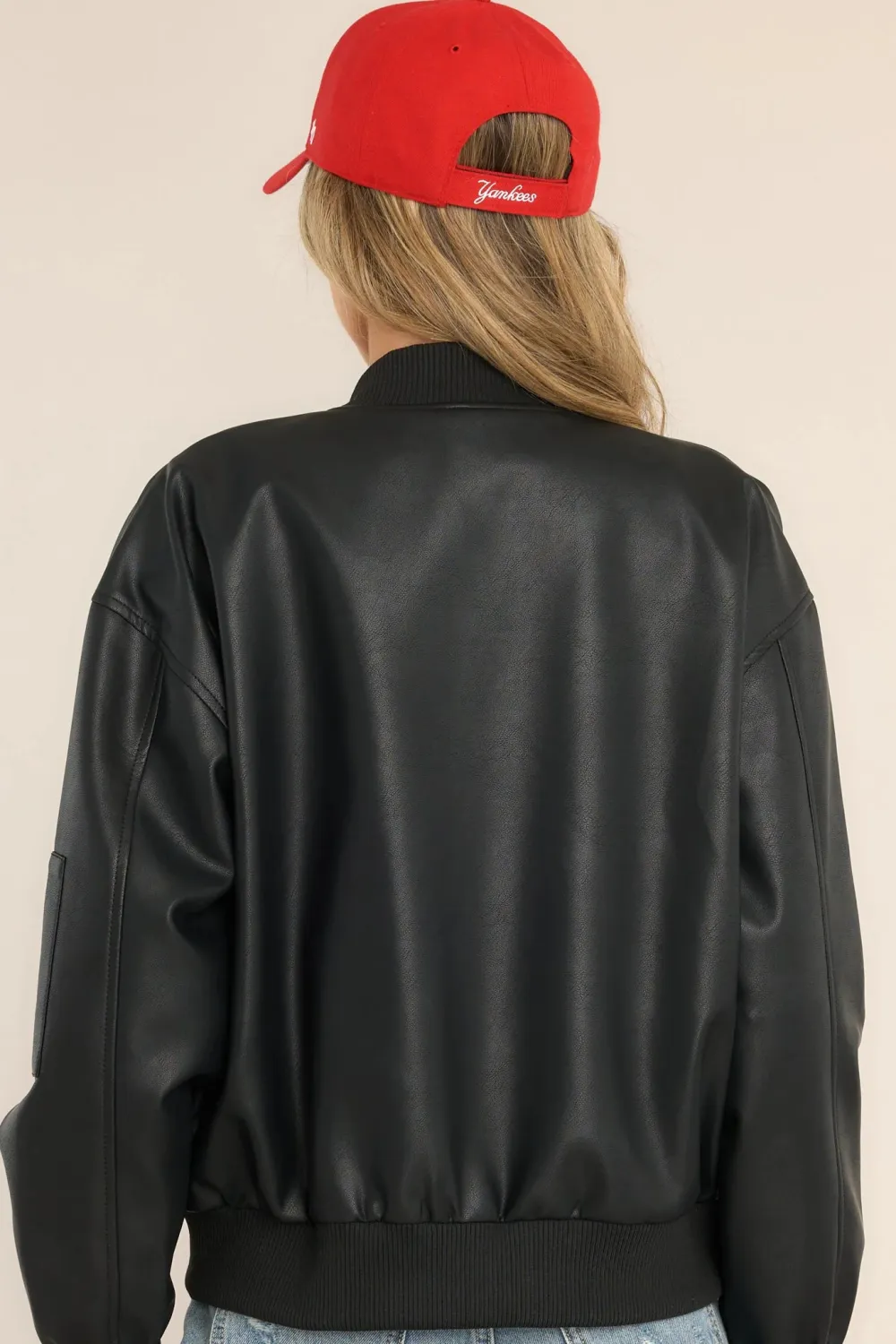 MY LEGACY BLACK FAUX LEATHER BOMBER JACKET