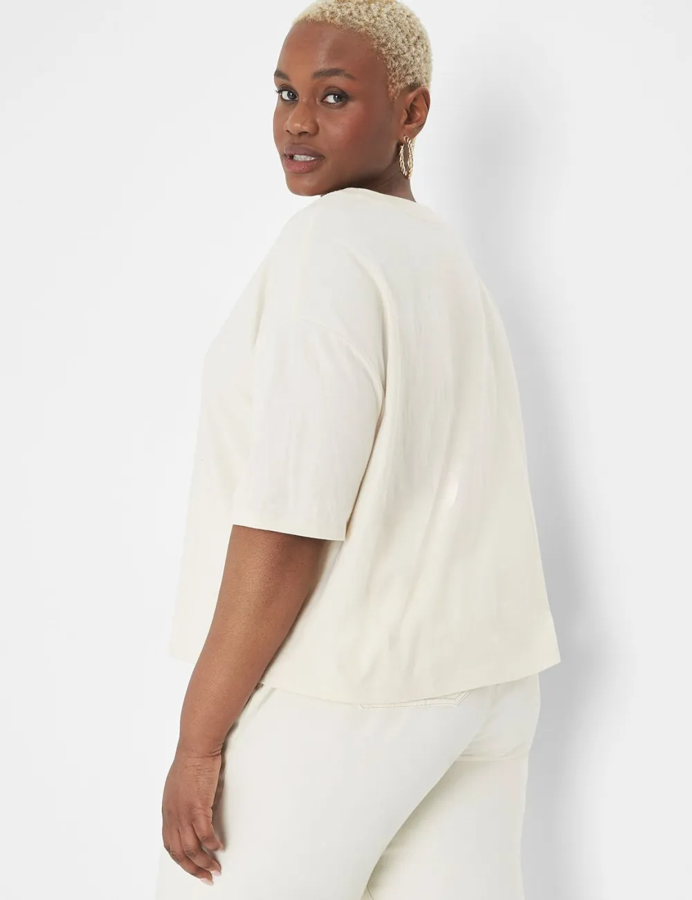 Relaxed Crop Elbow-Sleeve Crew-Neck Tee