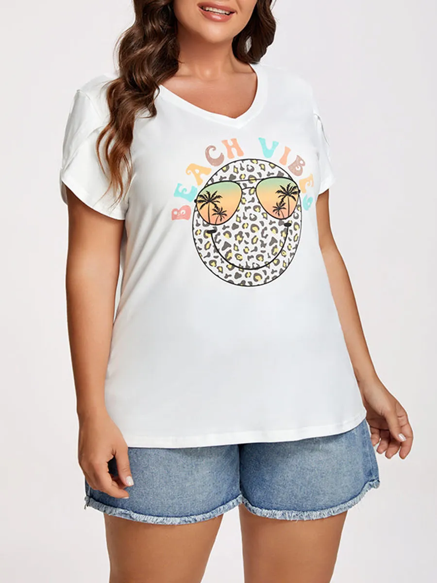 Plus White Beach Vibes Graphic Tee