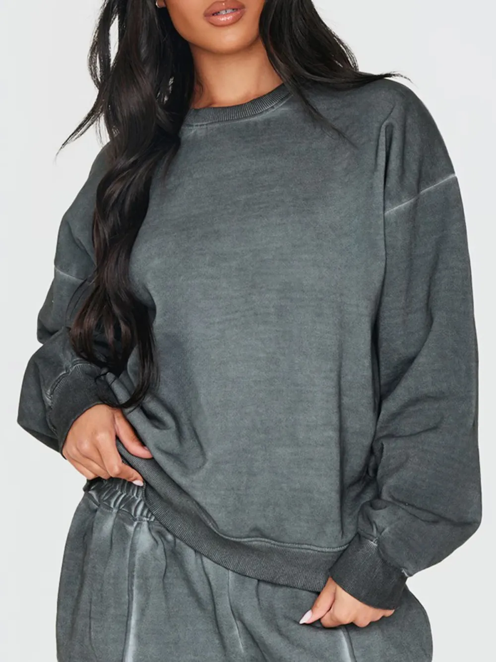 Washed Charcoal Premium Oversized Sweatshirt