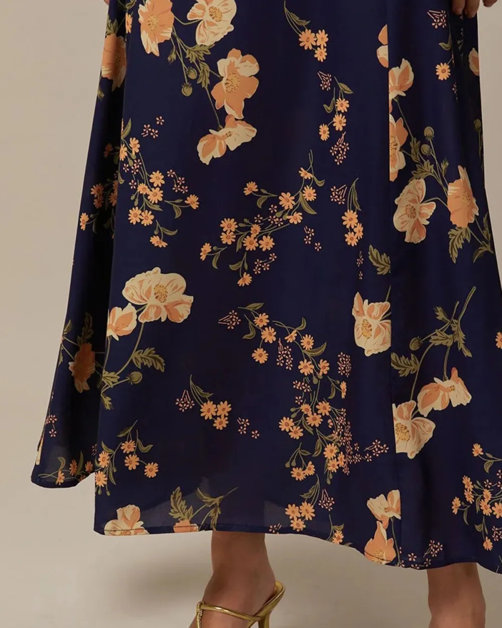 Navy blue long floral dress