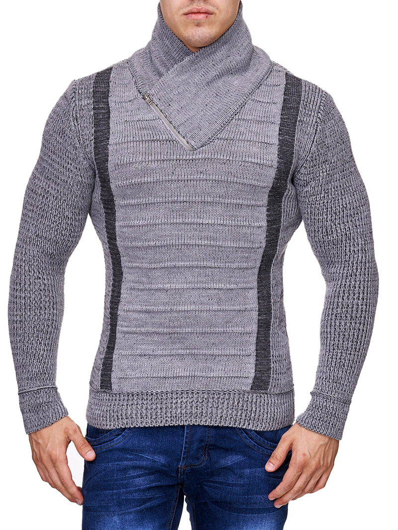 Men's Fashion 2-line Small High Neck Zipper Coat