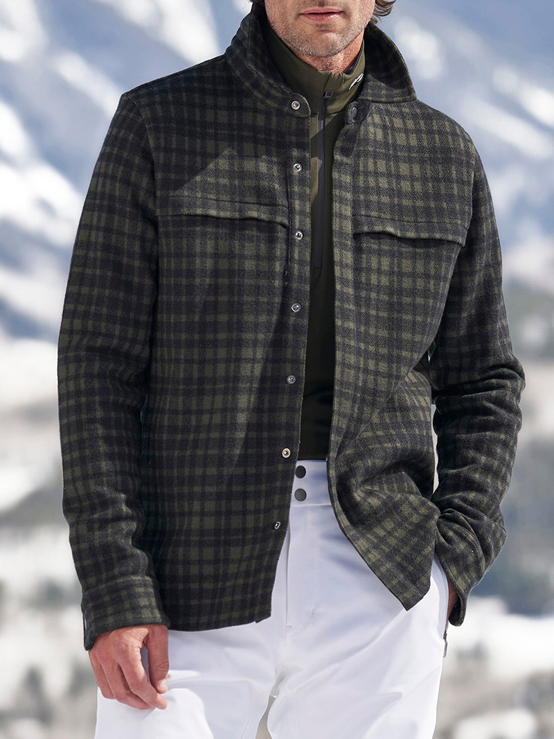 Men's Casual Oversized Plaid Coat Jacket