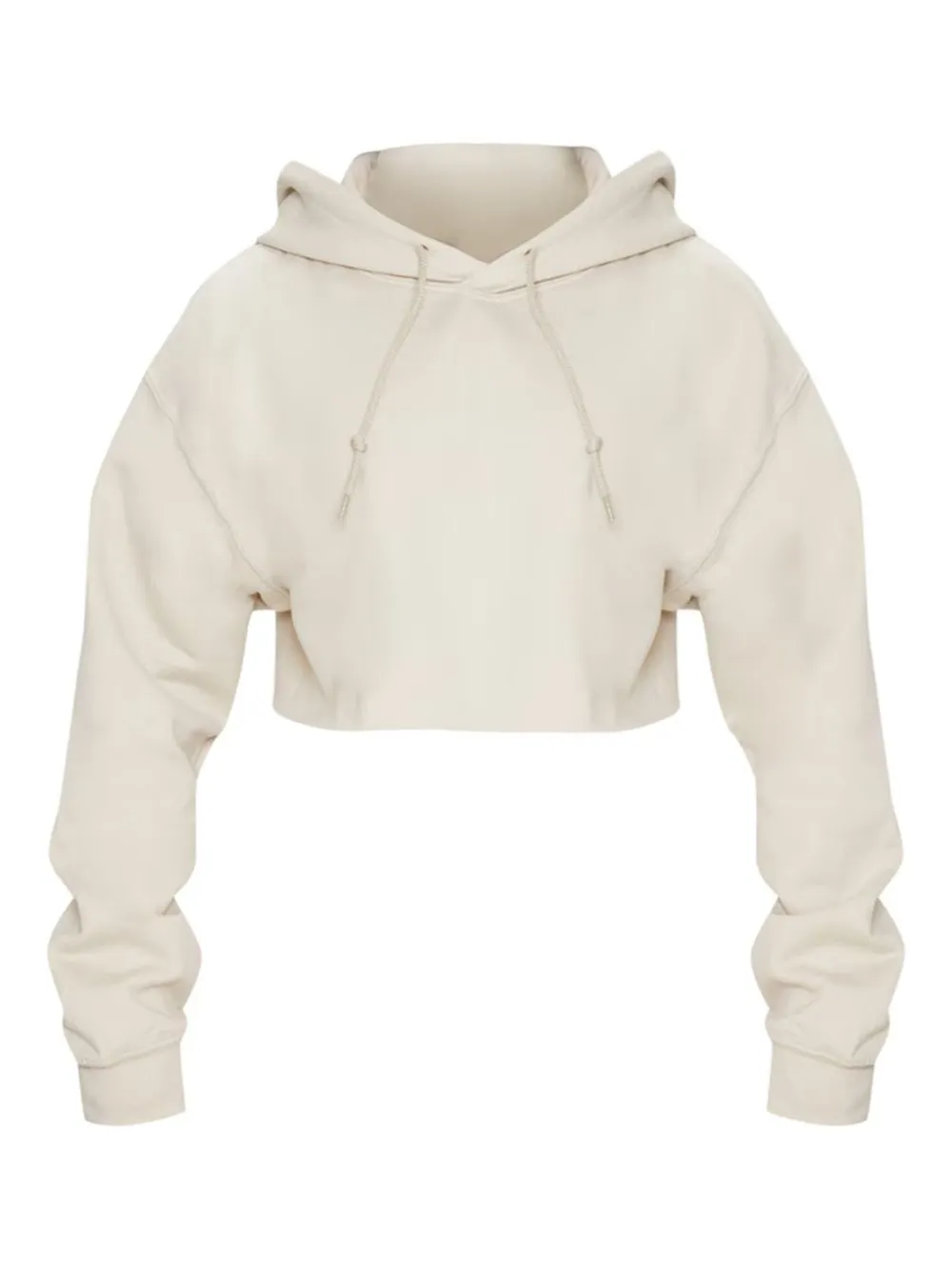 Sand Oversized Fit Cropped Sweat Hoodie