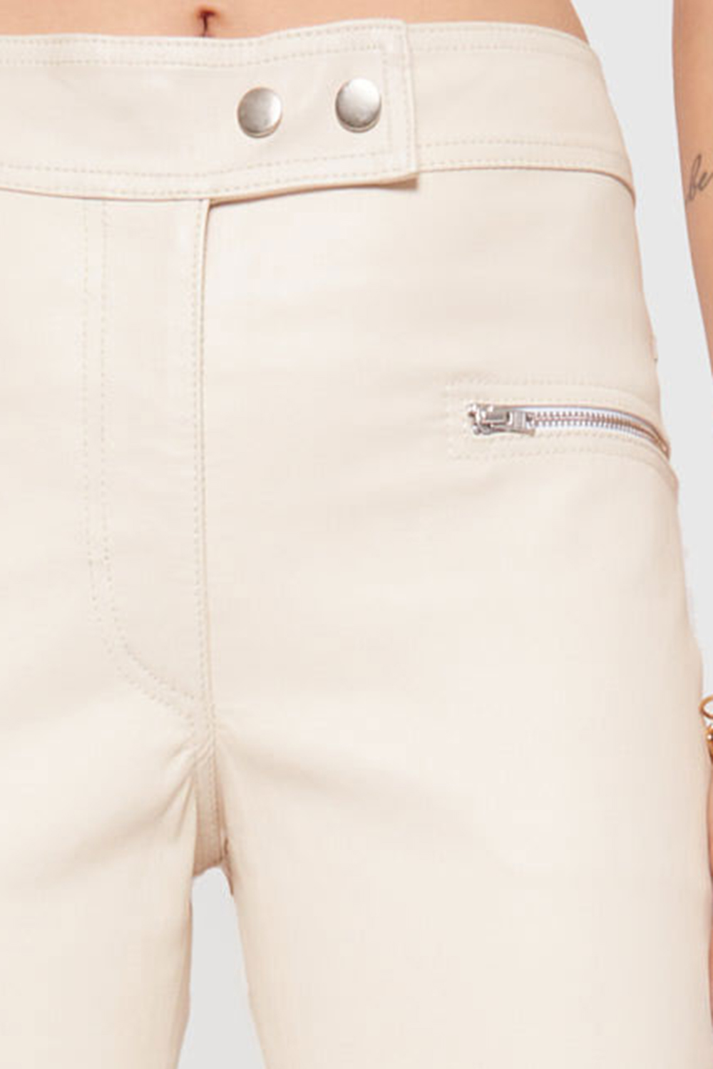 Cream Pocket Zip Pants