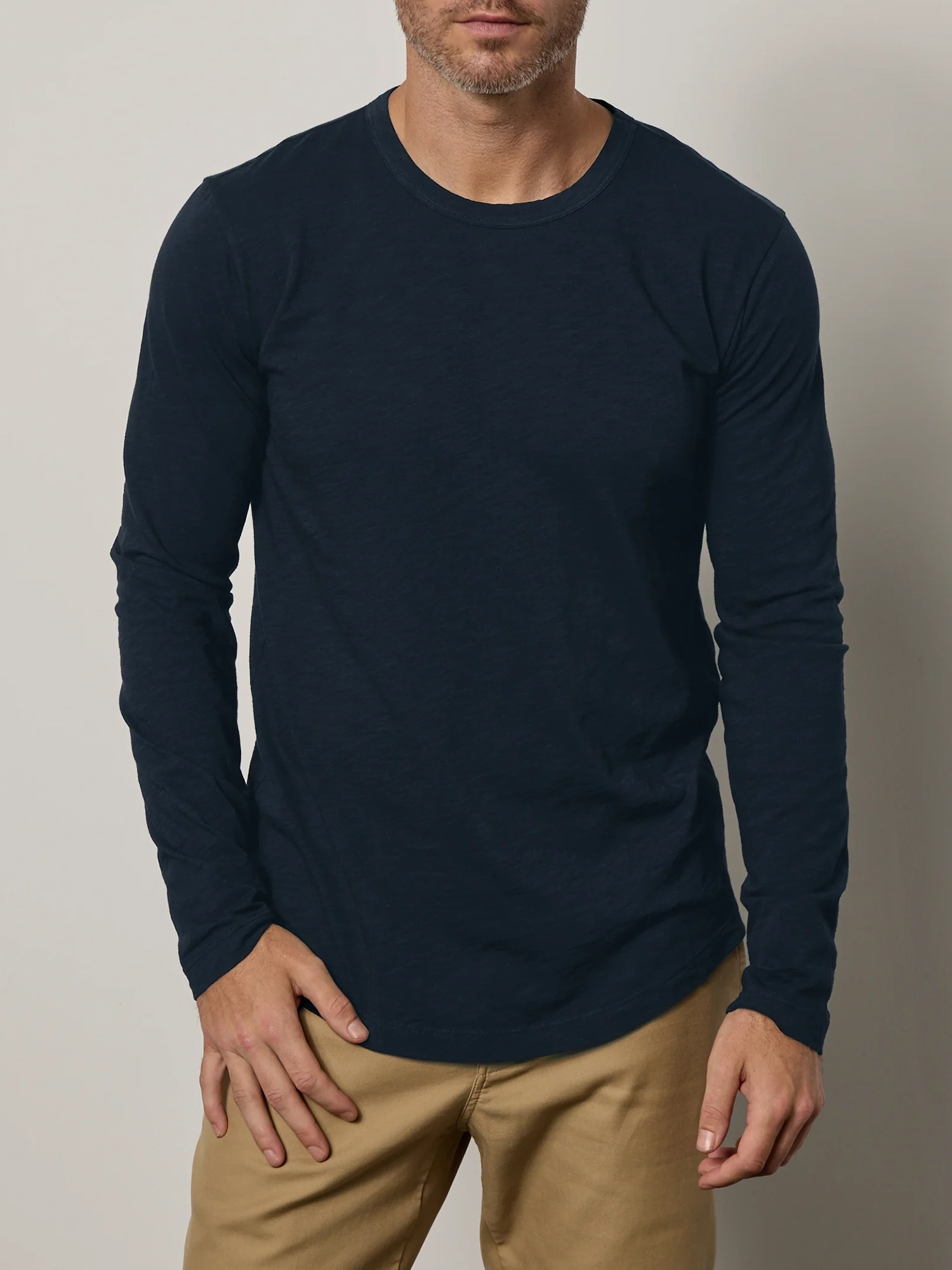 Basic Cotton Round Neck Long Sleeve T-Shirt