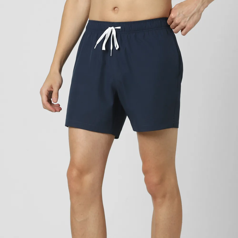 Stretch Swim Solid-Navy Blue