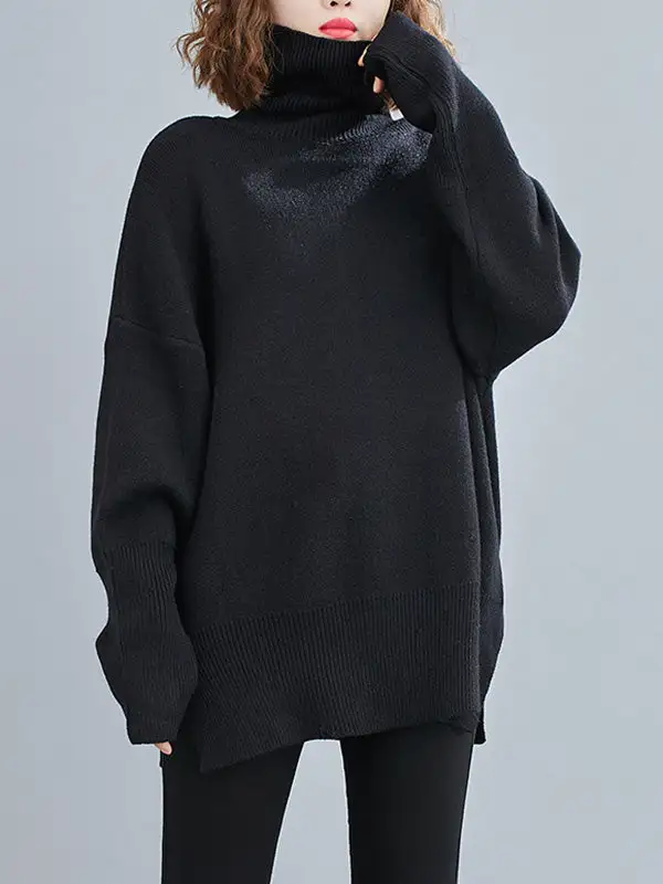 Original Solid High-Neck Knitting Sweater