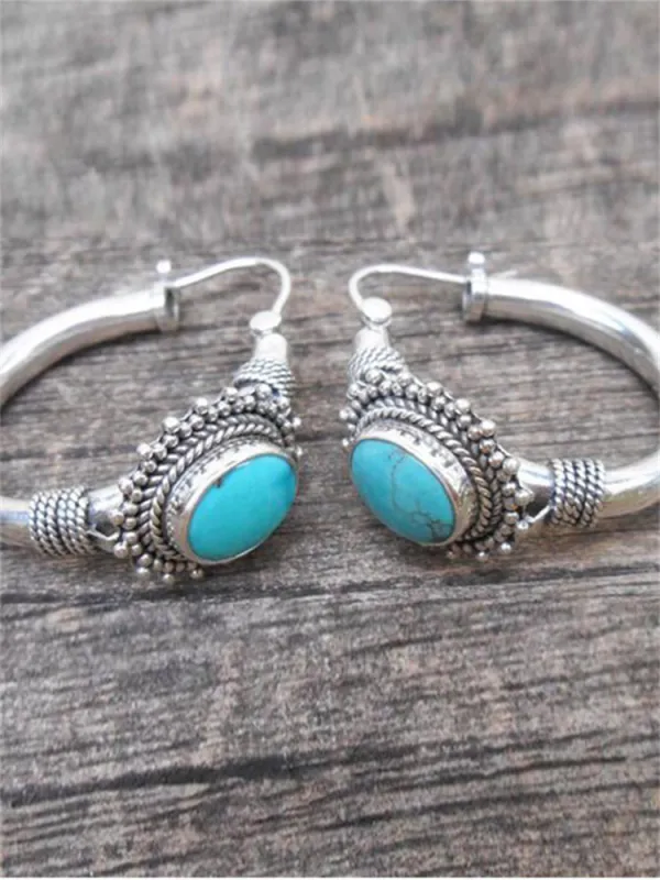 Vintage Turquoise Studded Ring Earrings