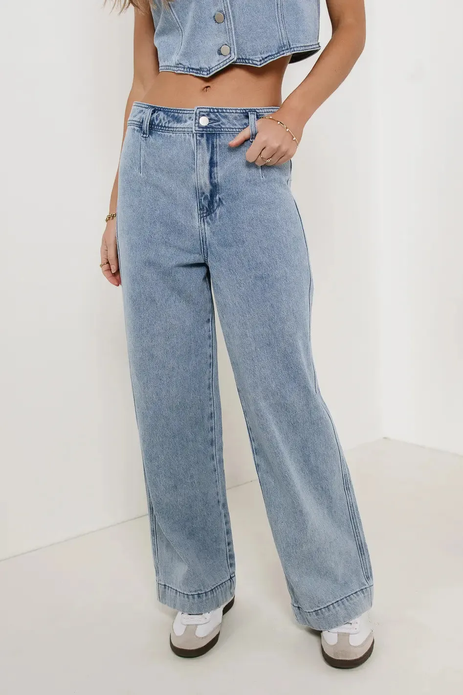 GEORGIA WIDE LEG JEANS IN LIGHT WASH