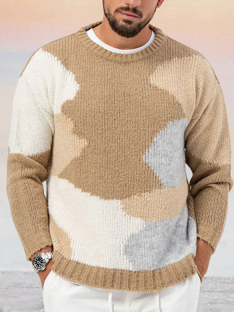 Soft Color Block Design Sweater