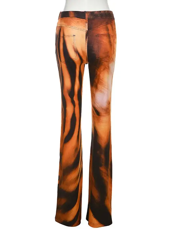 Printed Fake Pocket Slim Casual Pants