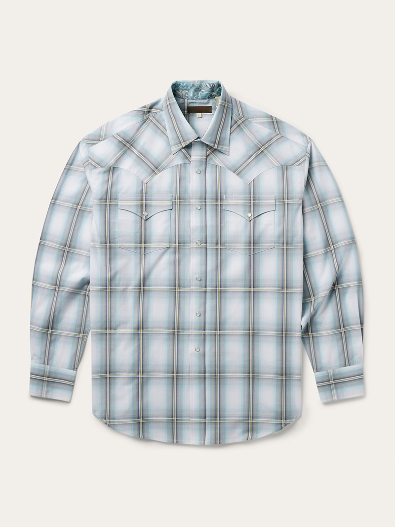 Grey Sky Ombre Plaid Western Shirt