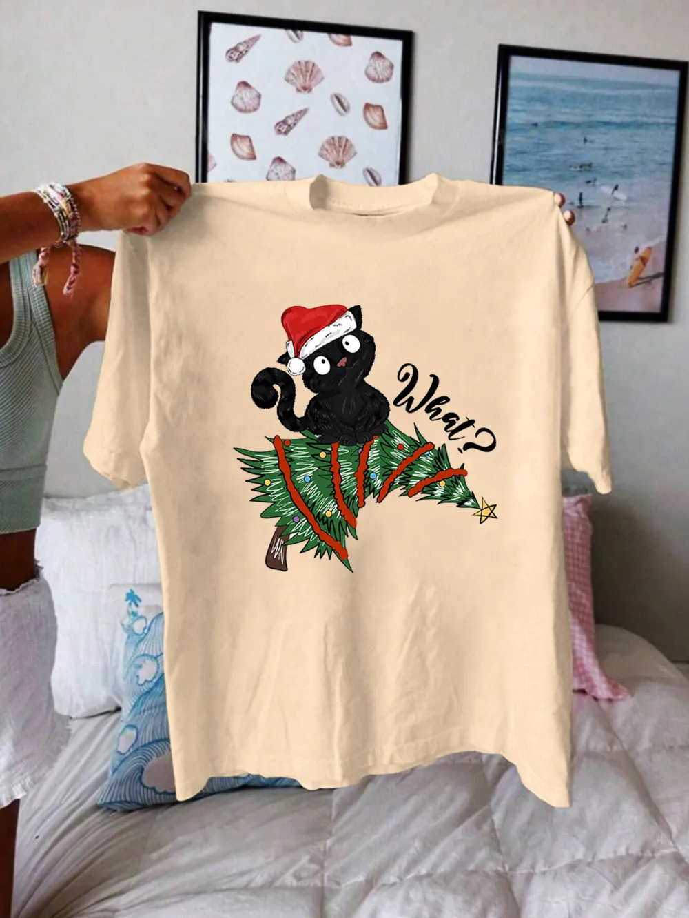 Kitty Santa Lady T-shirt