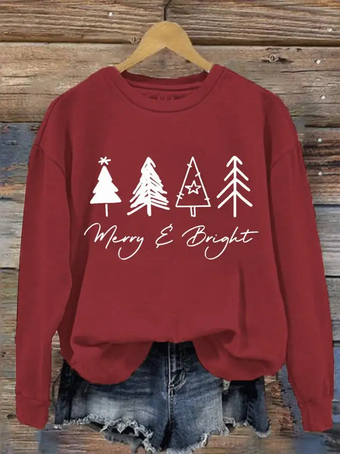 Women's Christmas Merry & Bright Printed Sweatshirt