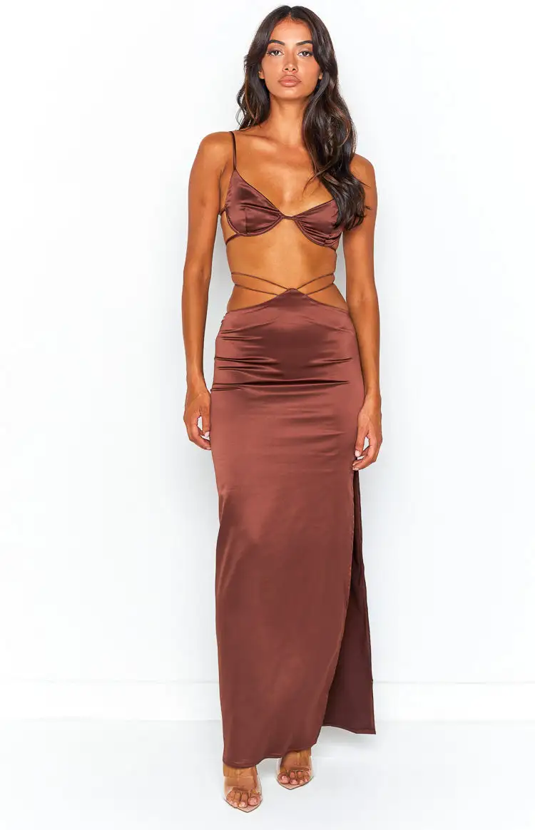 Gigi Brown Maxi Skirt