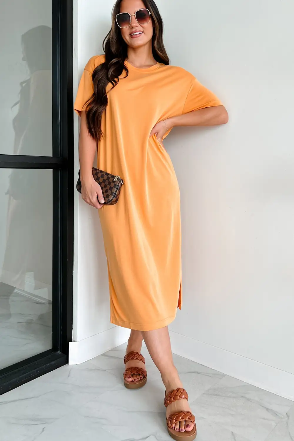 Jaylen T-Shirt Midi Dress (Orange)