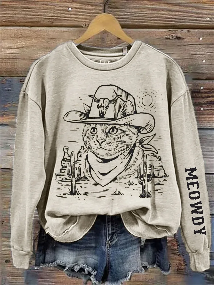 Meowdy Western Cat Cowboy Sweatshirt